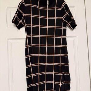 Ann Taylor Black and White Grid Mini Dress
